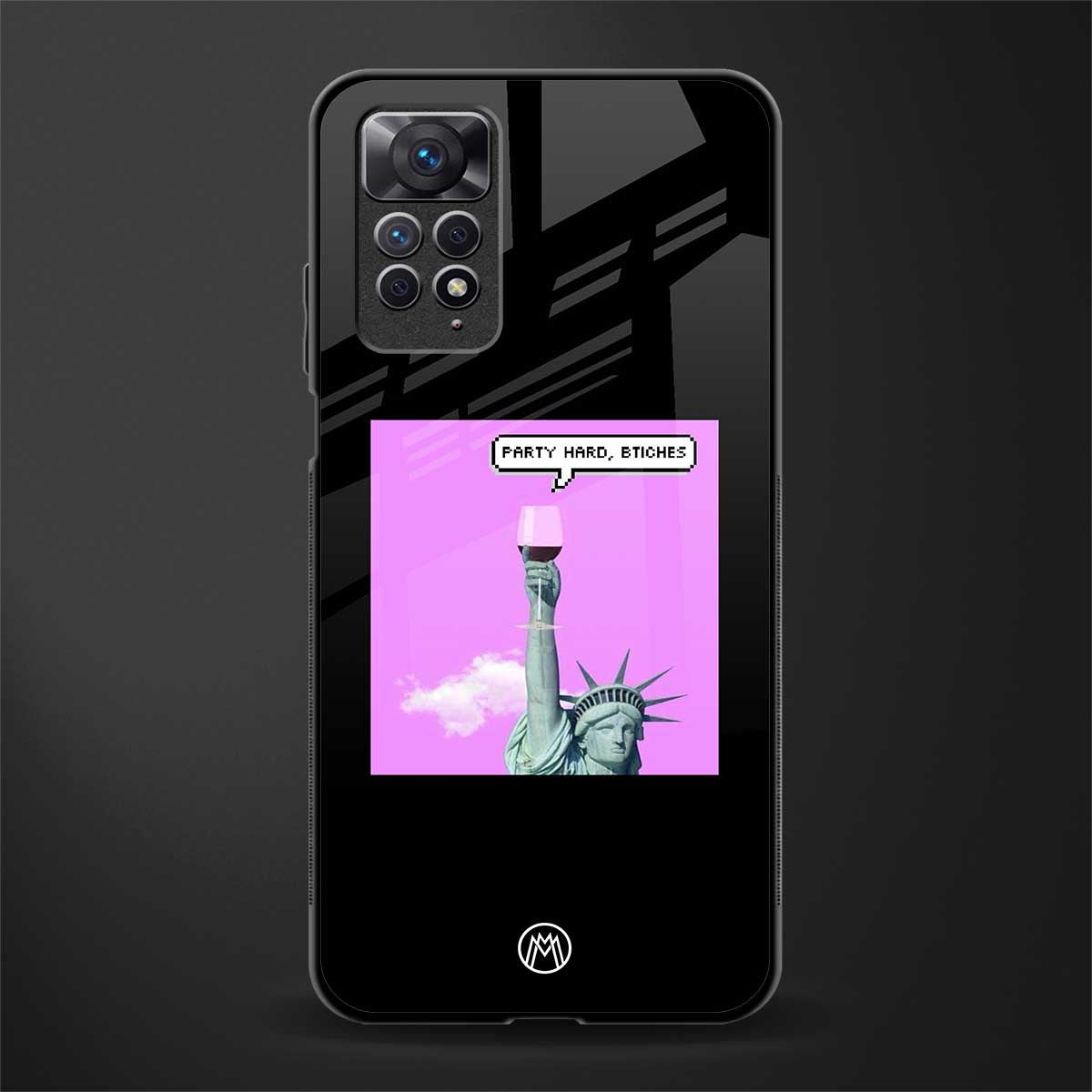 party hard bitches glass case for redmi note 11s image