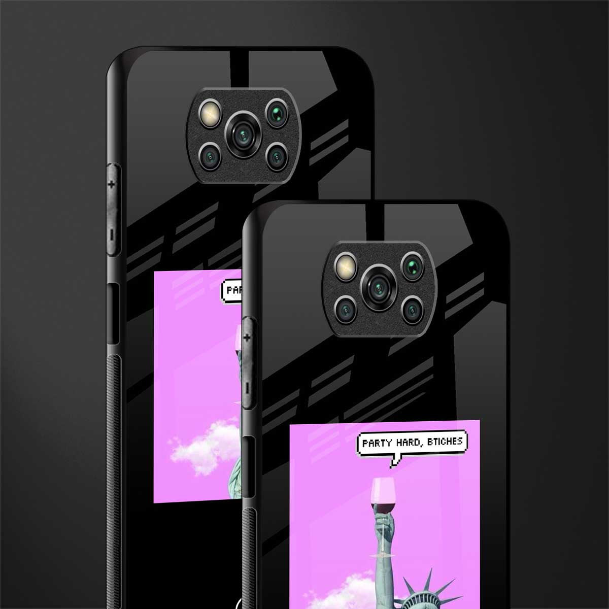 party hard bitches glass case for poco x3 image-2