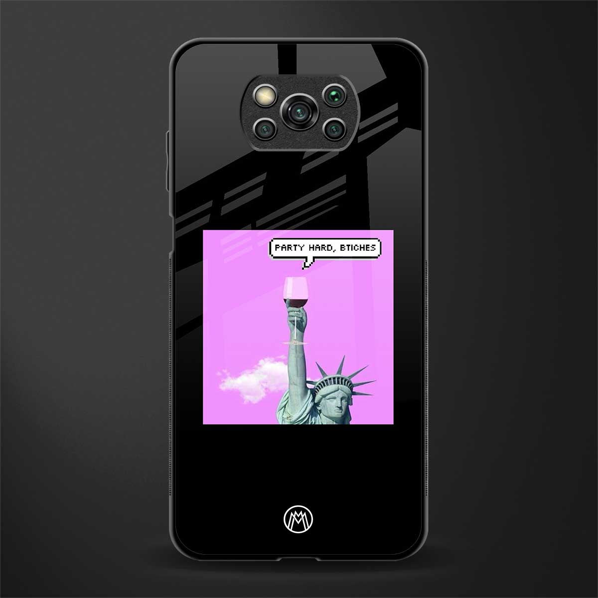 party hard bitches glass case for poco x3 pro image