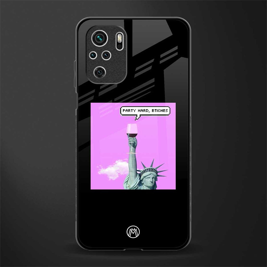 party hard bitches glass case for redmi note 10 image