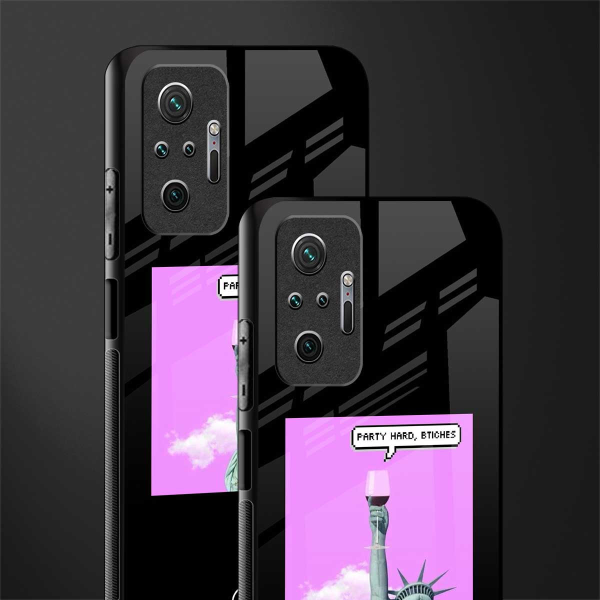 party hard bitches glass case for redmi note 10 pro max image-2