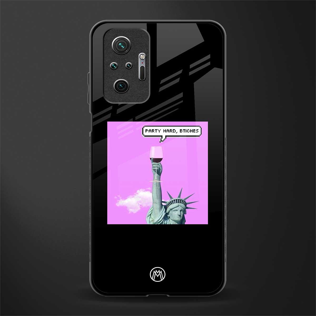 party hard bitches glass case for redmi note 10 pro max image