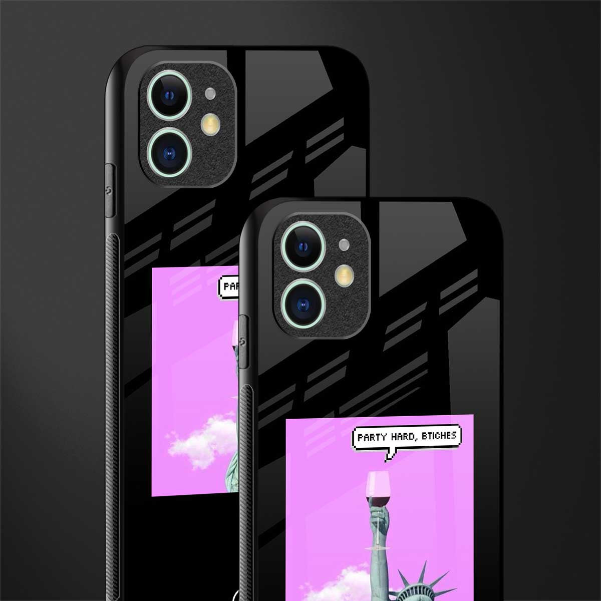 party hard bitches glass case for iphone 11 image-2
