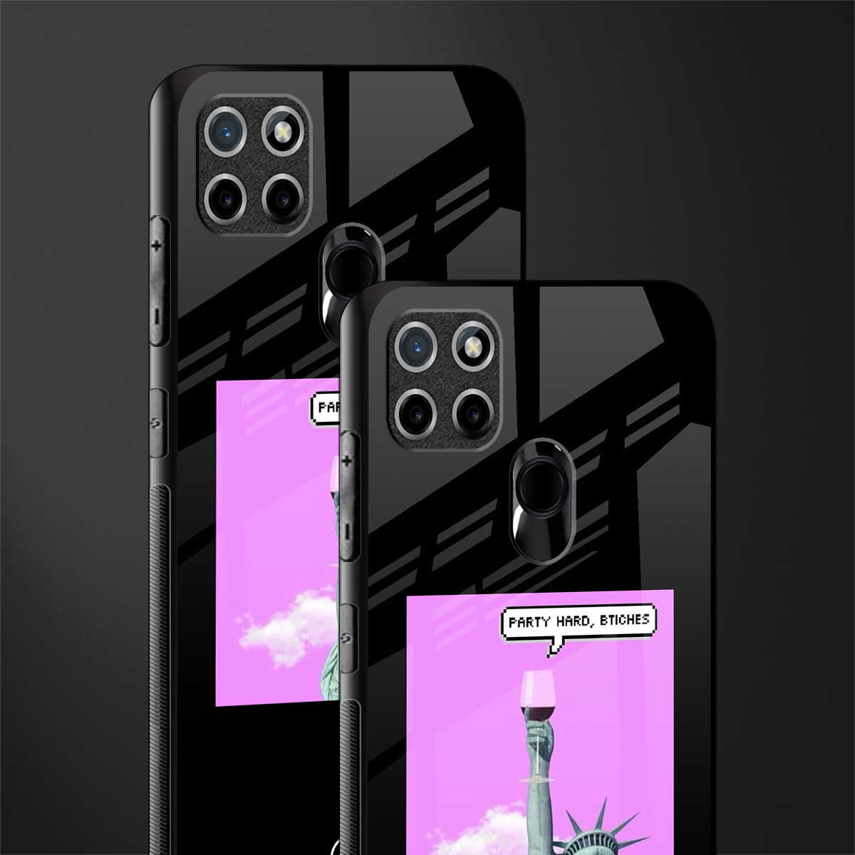 party hard bitches glass case for realme c21 image-2