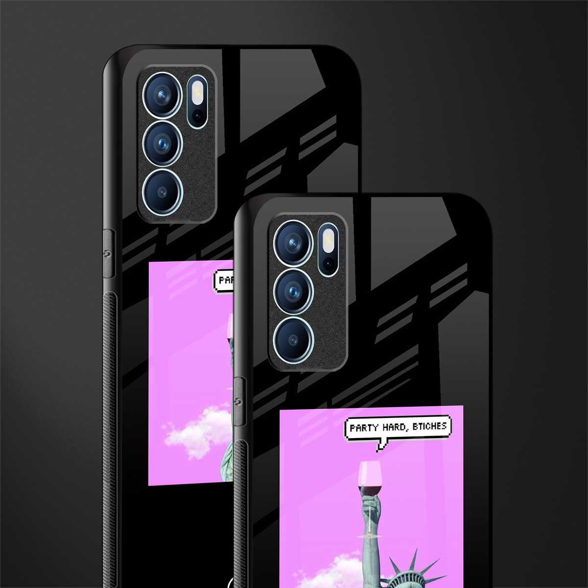 party hard bitches glass case for oppo reno6 5g image-2