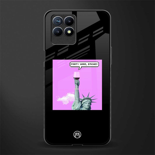 party hard bitches glass case for realme 8i image