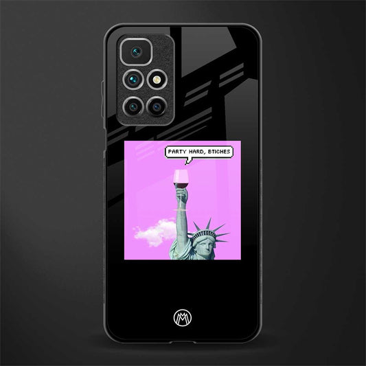 party hard bitches glass case for redmi 10 prime image