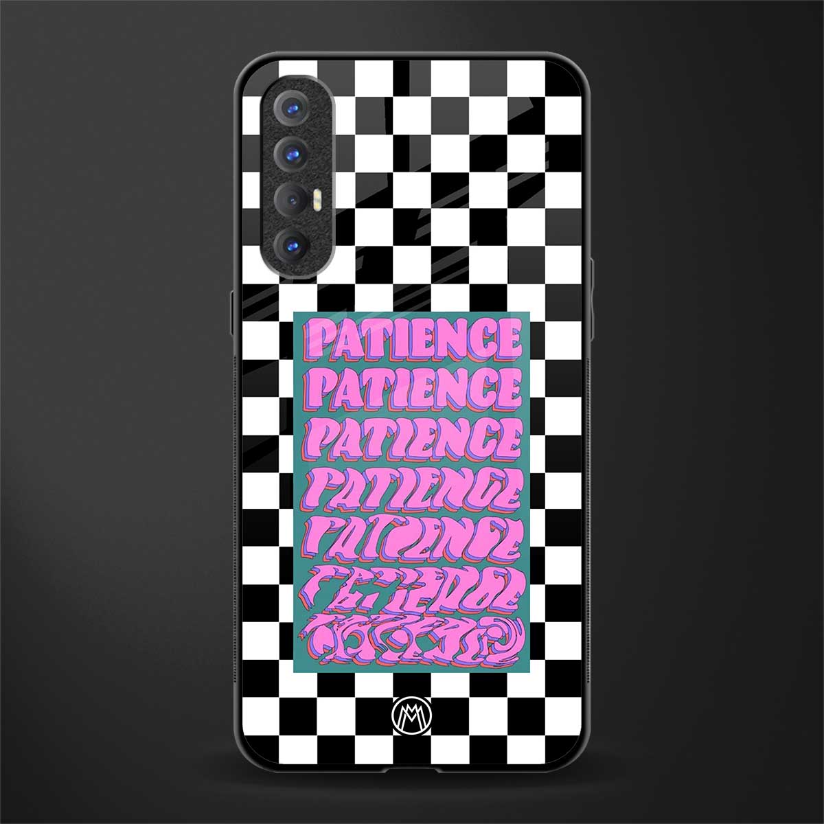 patience checkered glass case for oppo reno 3 pro image
