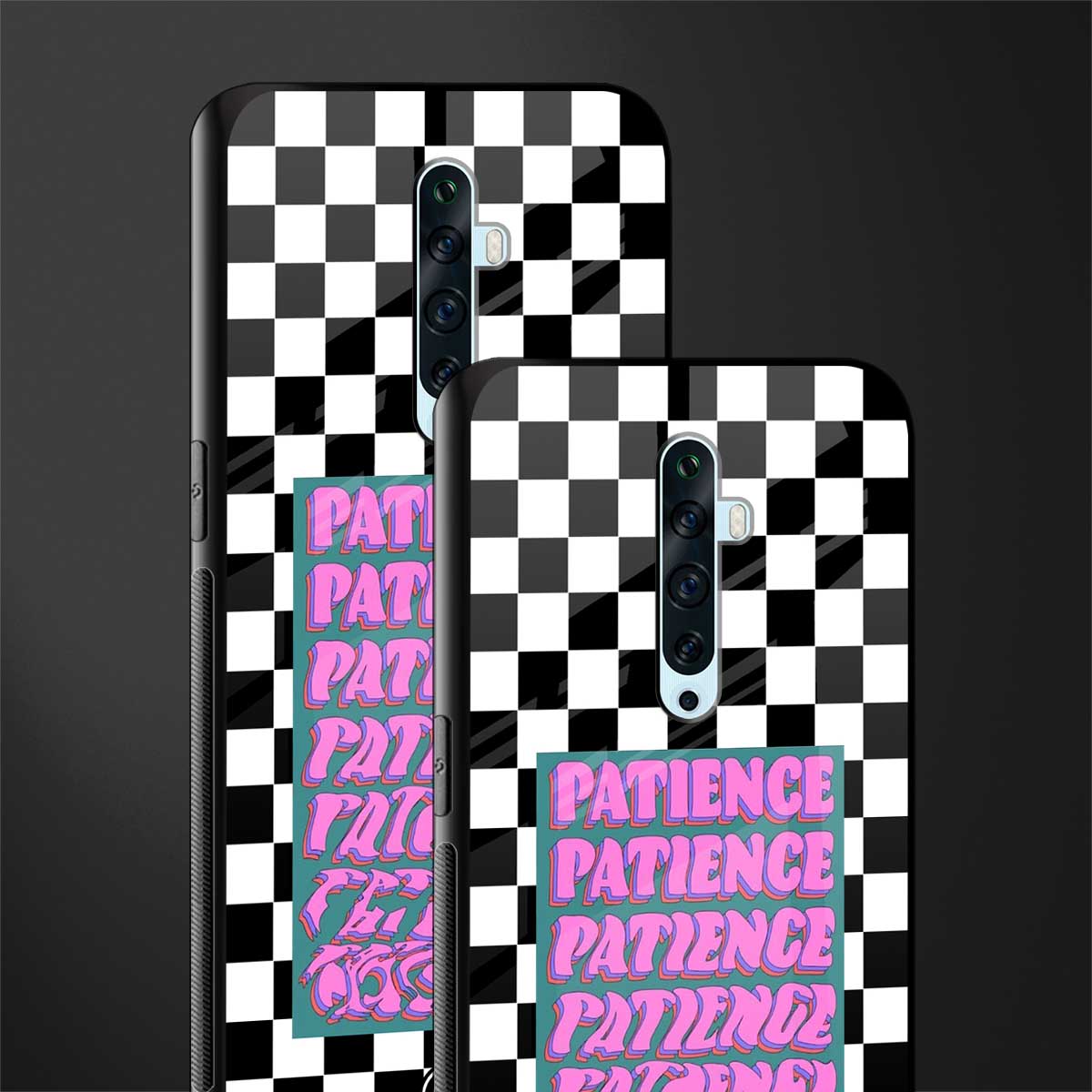 patience checkered glass case for oppo reno 2f image-2