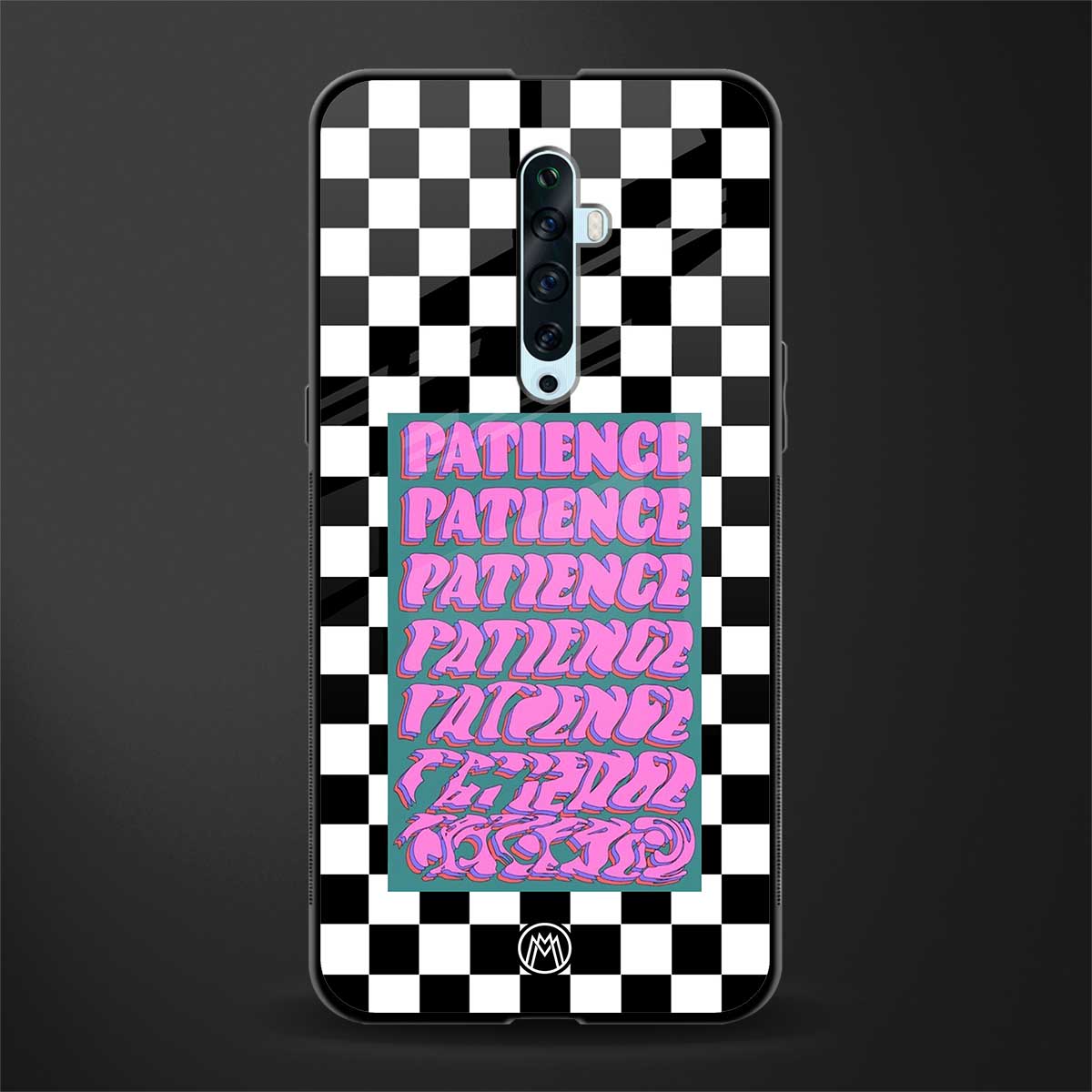patience checkered glass case for oppo reno 2f image
