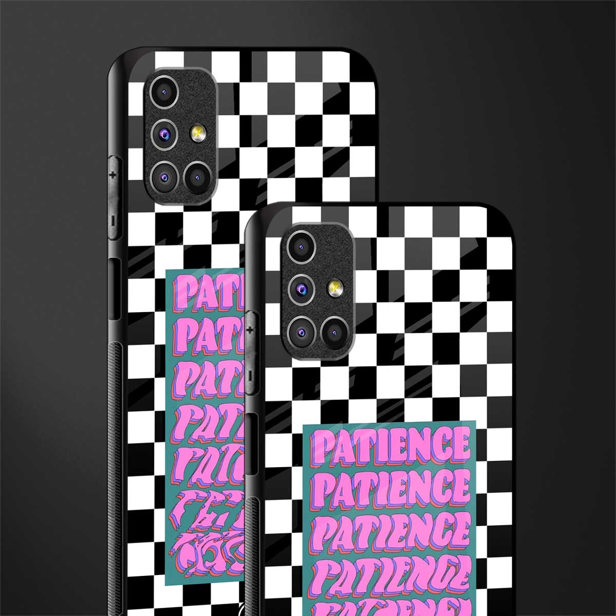 patience checkered glass case for samsung galaxy m51 image-2