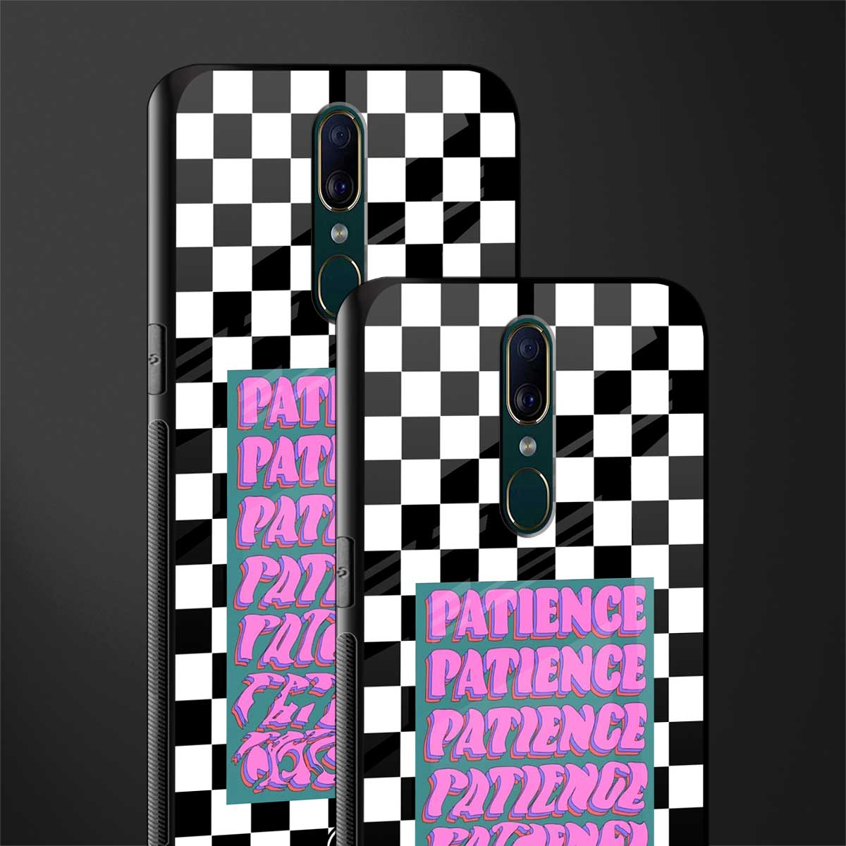 patience checkered glass case for oppo f11 image-2