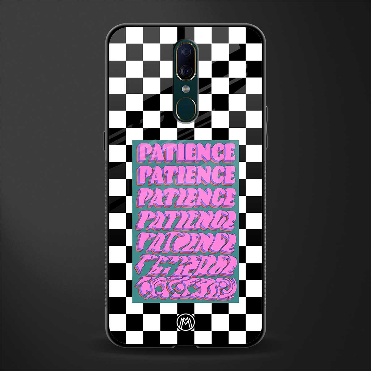 patience checkered glass case for oppo f11 image