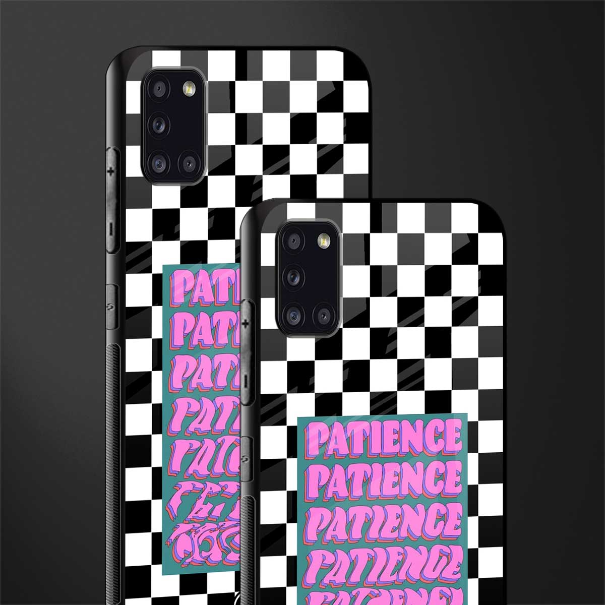 patience checkered glass case for samsung galaxy a31 image-2