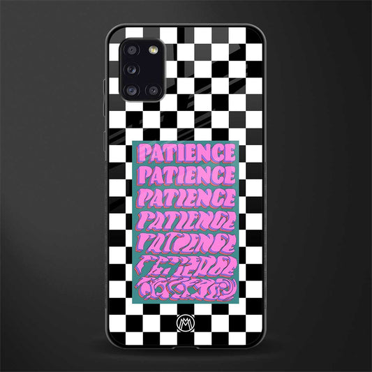 patience checkered glass case for samsung galaxy a31 image