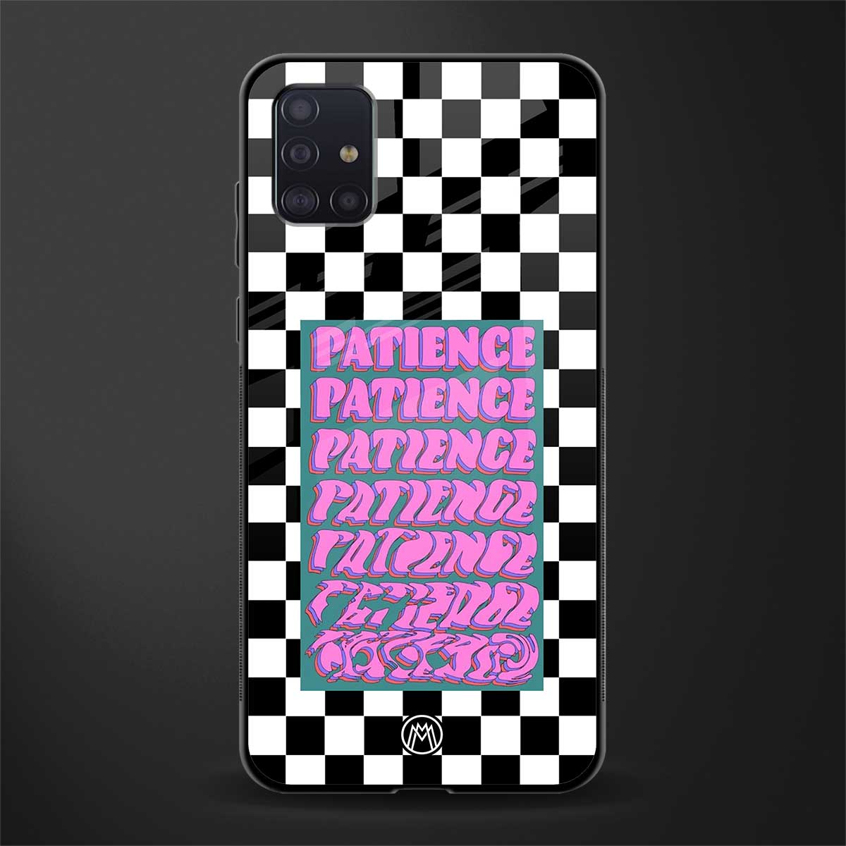 patience checkered glass case for samsung galaxy a71 image