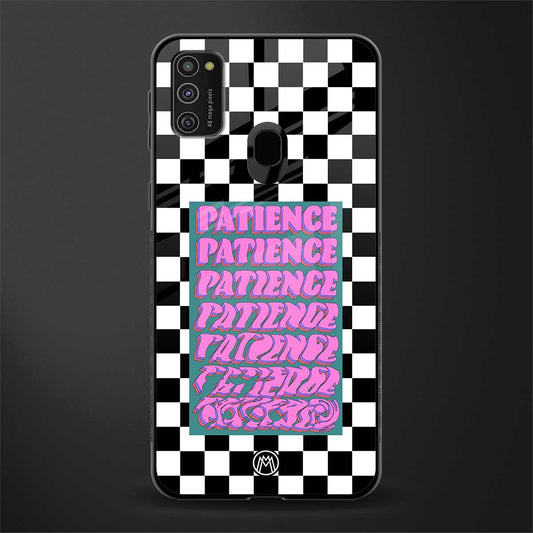 patience checkered glass case for samsung galaxy m21 image