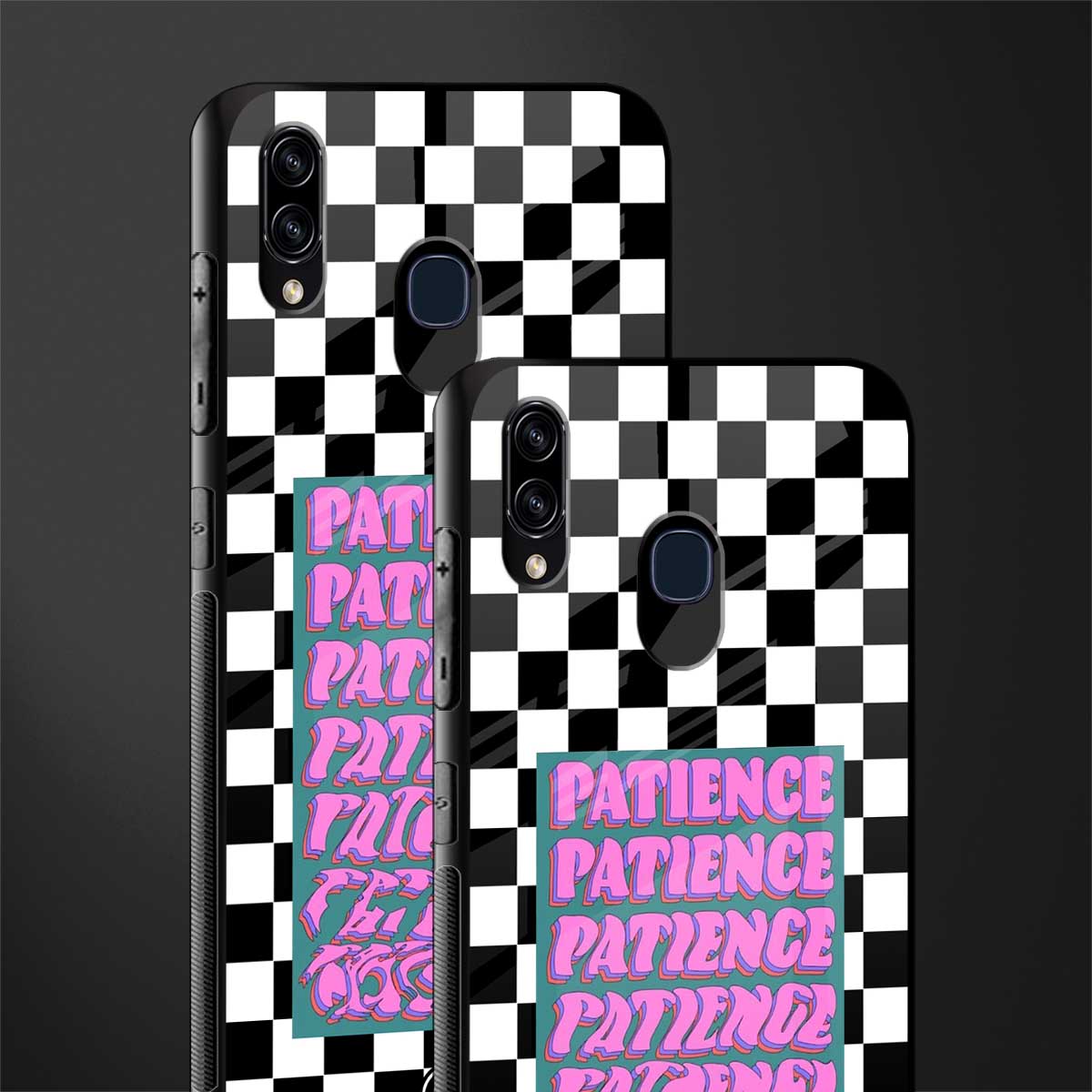 patience checkered glass case for samsung galaxy m10s image-2