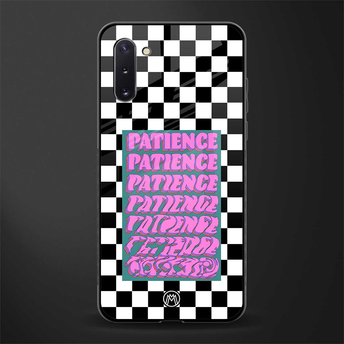 patience checkered glass case for samsung galaxy note 10 image