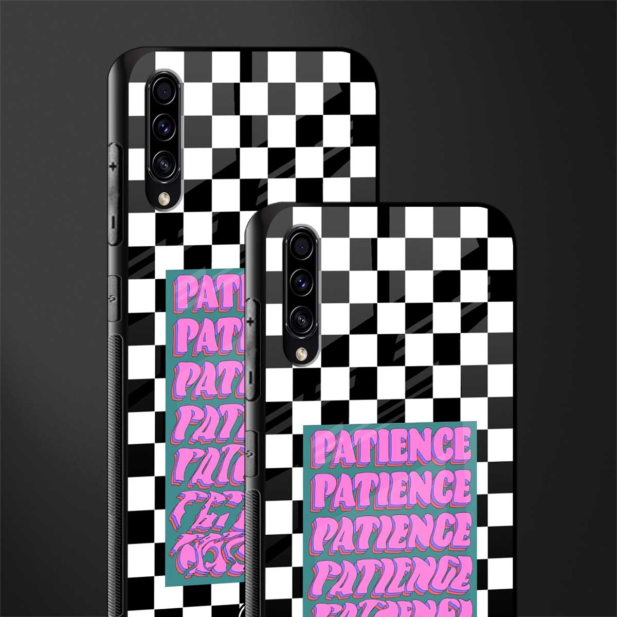 patience checkered glass case for samsung galaxy a70s image-2