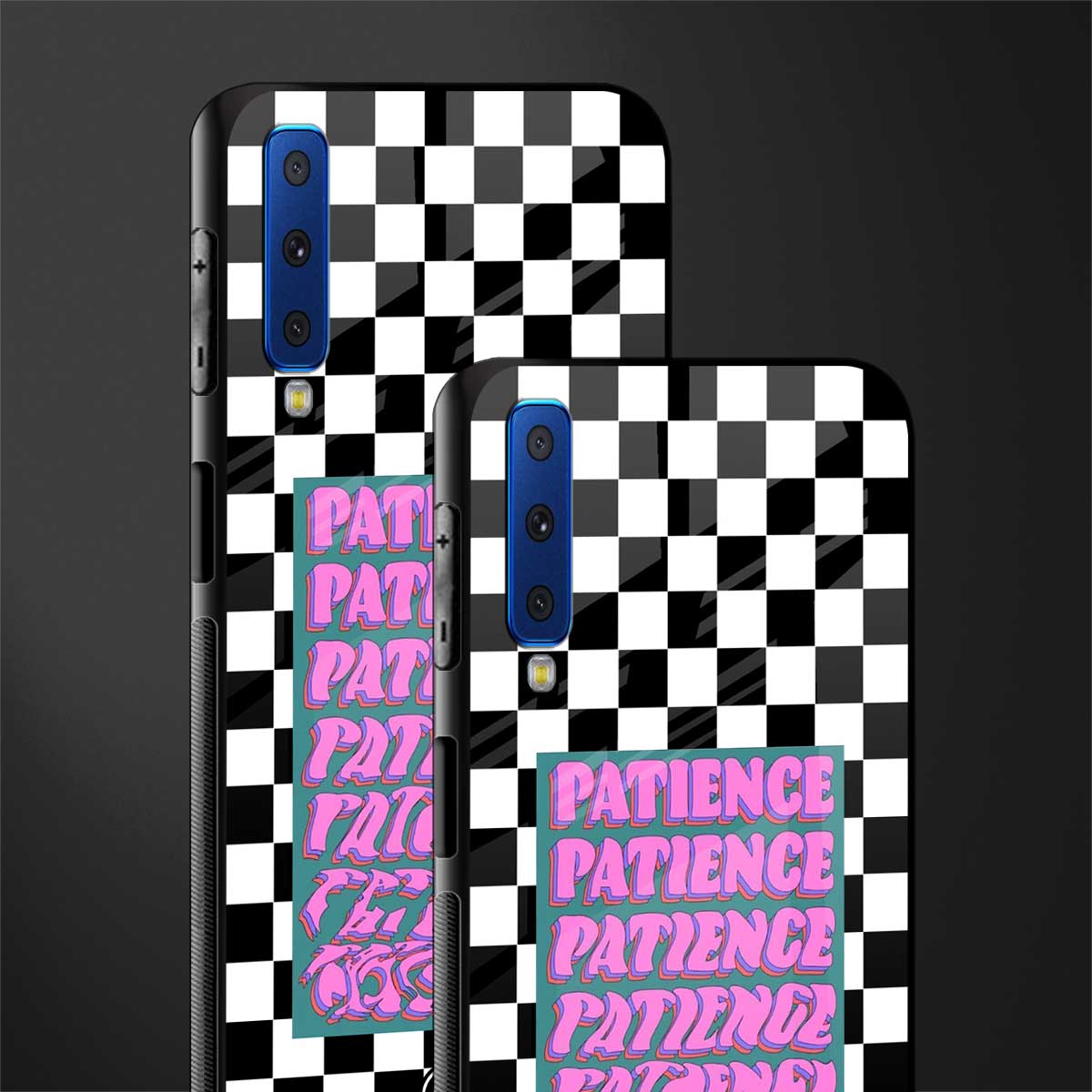 patience checkered glass case for samsung galaxy a7 2018 image-2