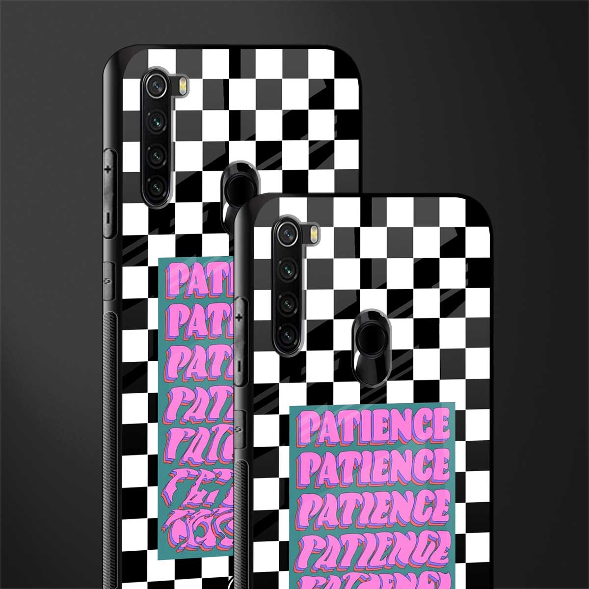 patience checkered glass case for redmi note 8 image-2