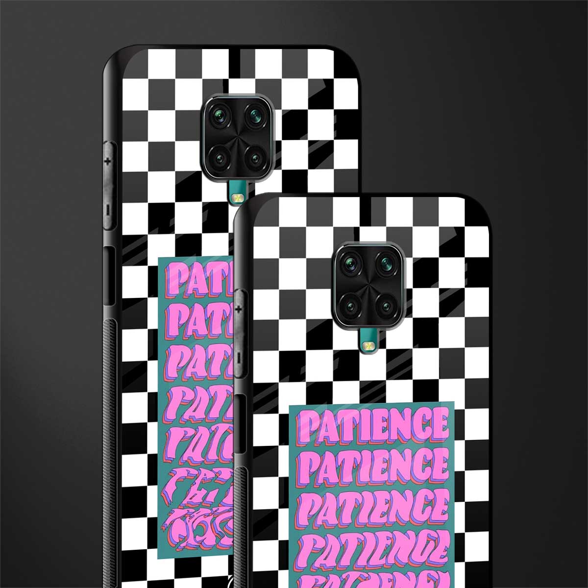 patience checkered glass case for redmi note 9 pro max image-2