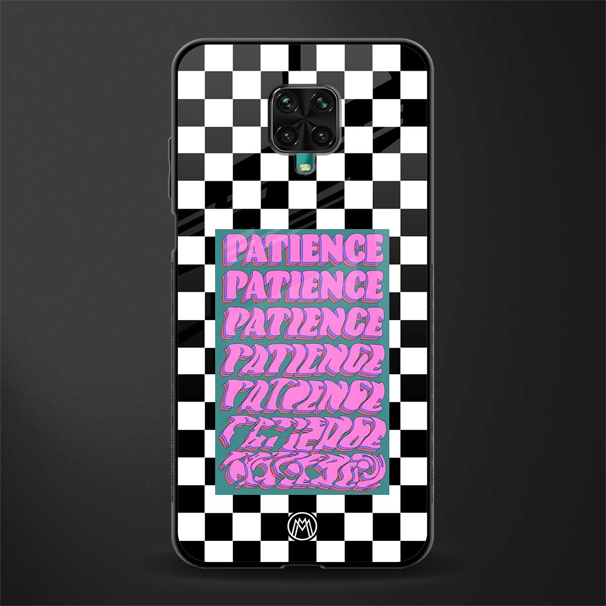 patience checkered glass case for redmi note 9 pro max image