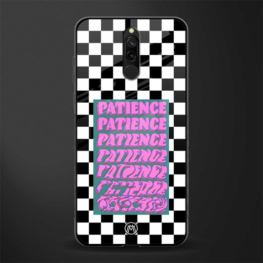 patience checkered glass case for redmi 8 image