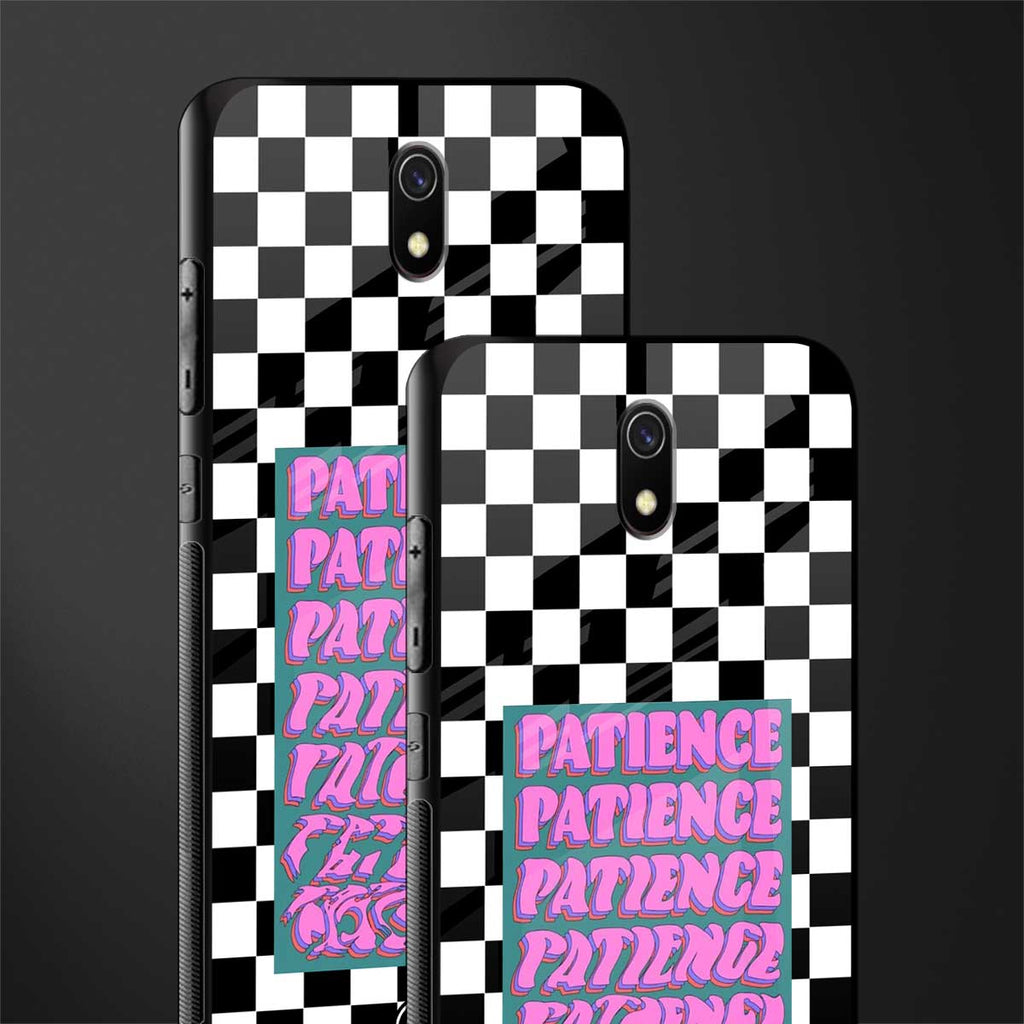 patience checkered glass case for redmi 8a image-2