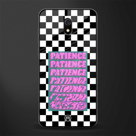 patience checkered glass case for redmi 8a image