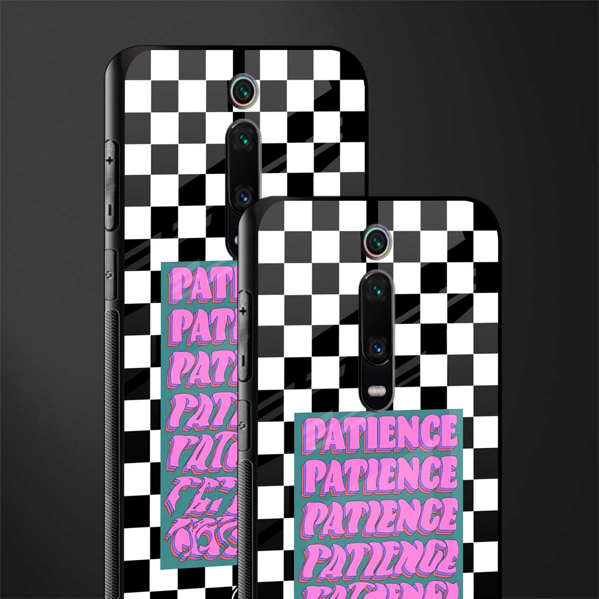 patience checkered glass case for redmi k20 pro image-2