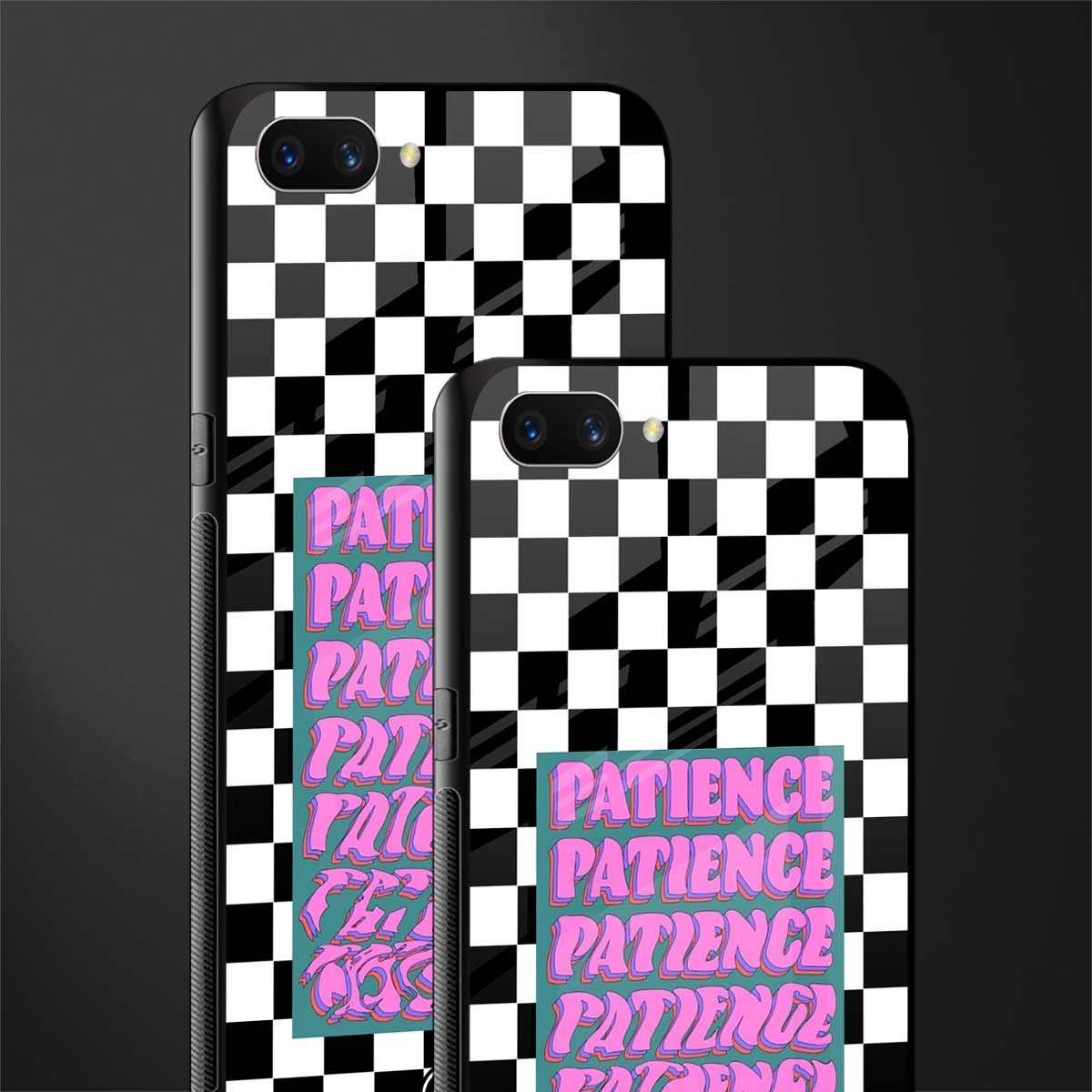 patience checkered glass case for oppo a3s image-2