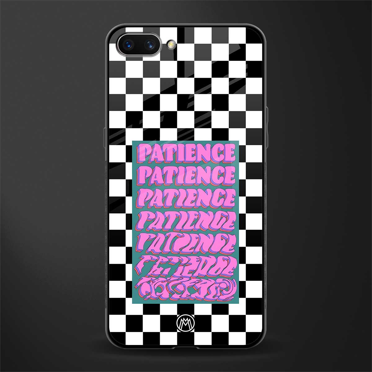 patience checkered glass case for oppo a3s image