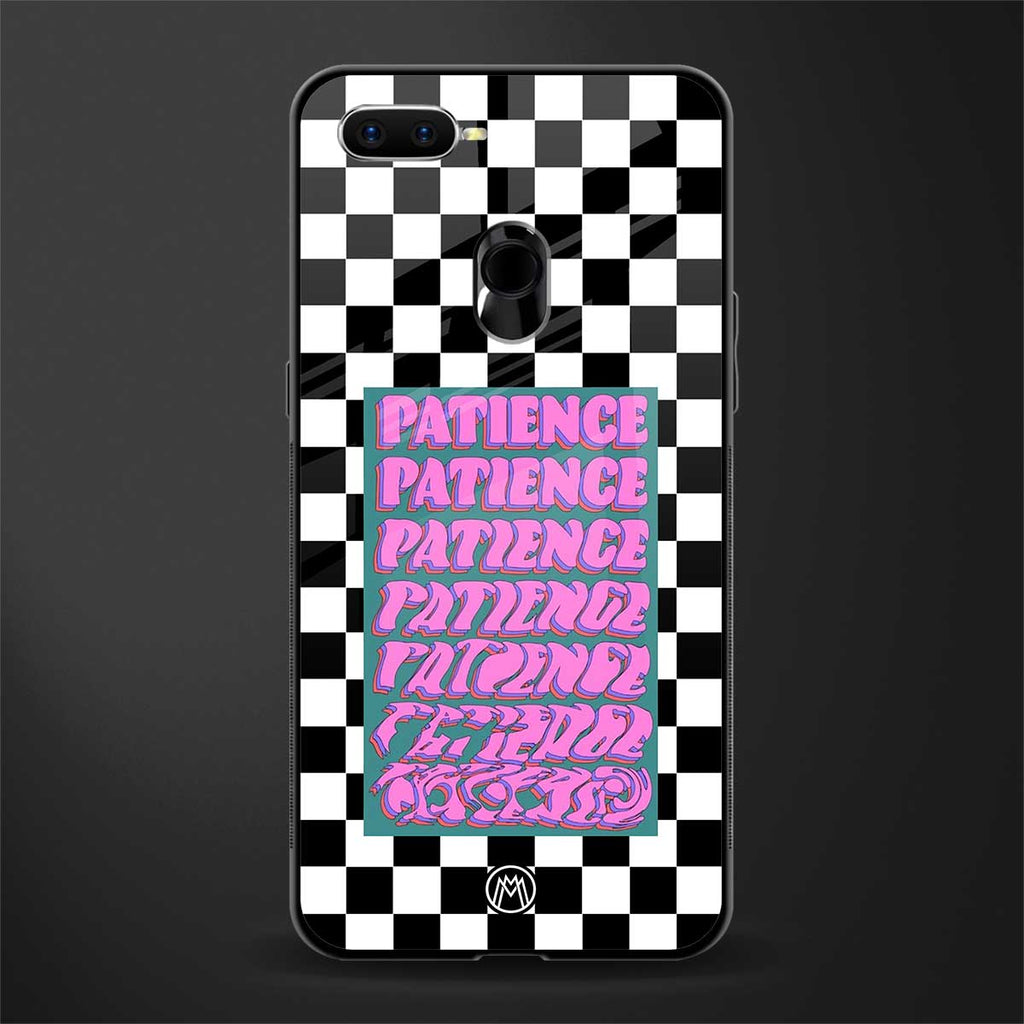 patience checkered glass case for oppo a7 image