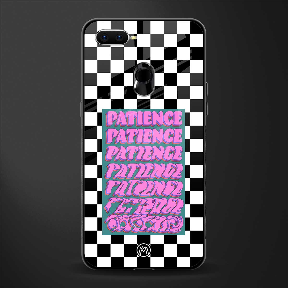 patience checkered glass case for oppo a7 image