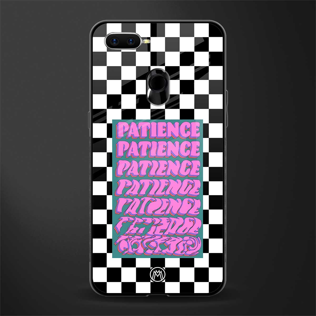 patience checkered glass case for oppo a5s image