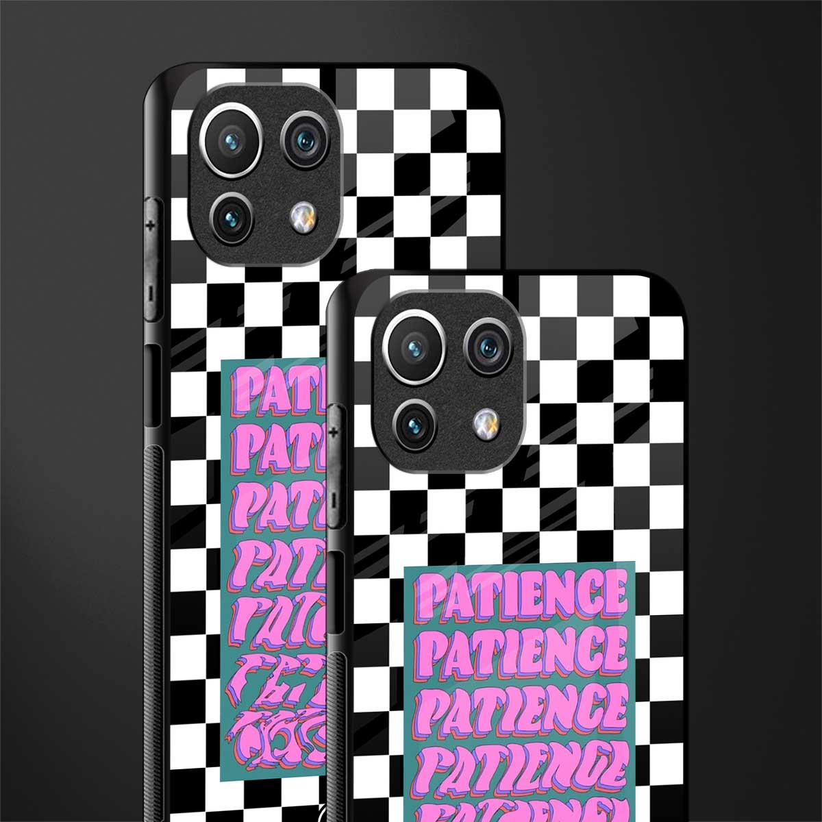 patience checkered glass case for mi 11 lite image-2