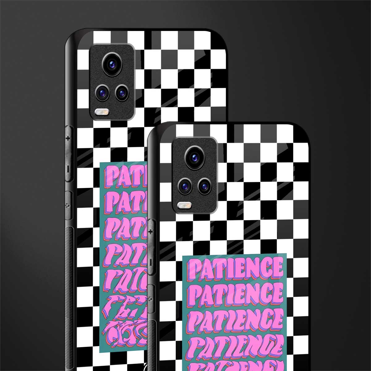 patience checkered back phone cover | glass case for vivo y73