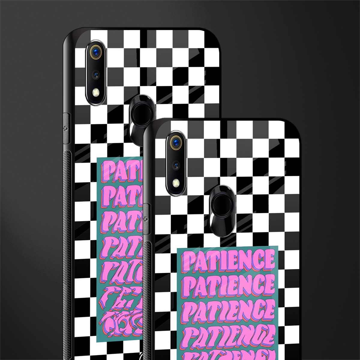 patience checkered glass case for realme 3 pro image-2