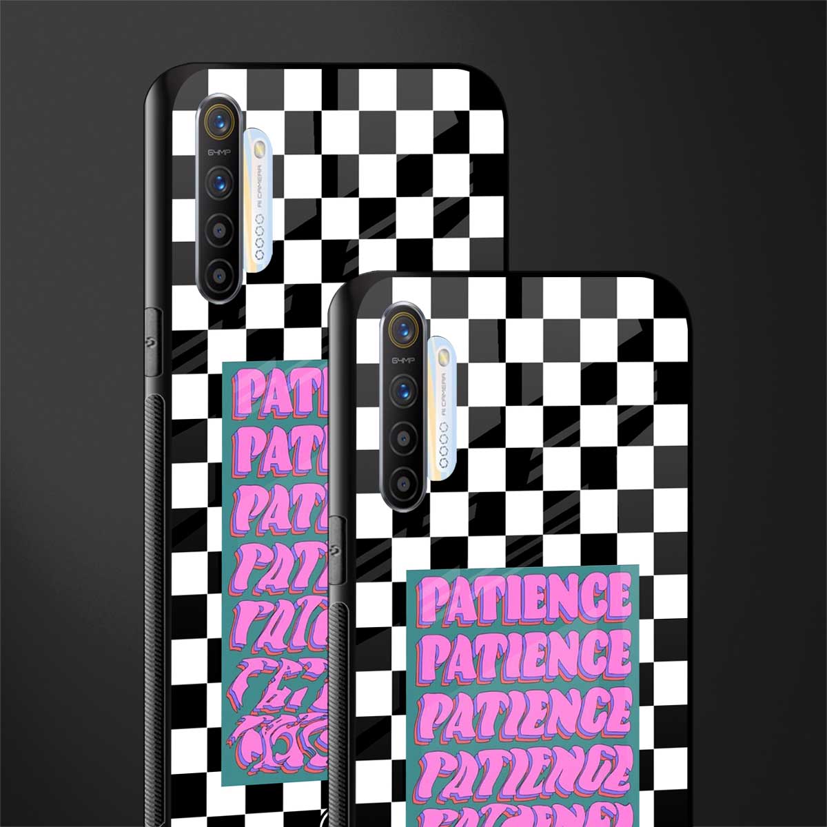 patience checkered glass case for realme xt image-2