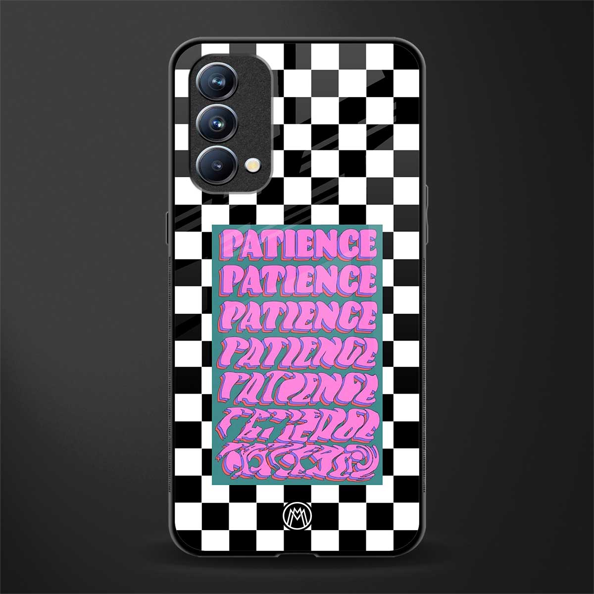 patience checkered glass case for oppo f19 image