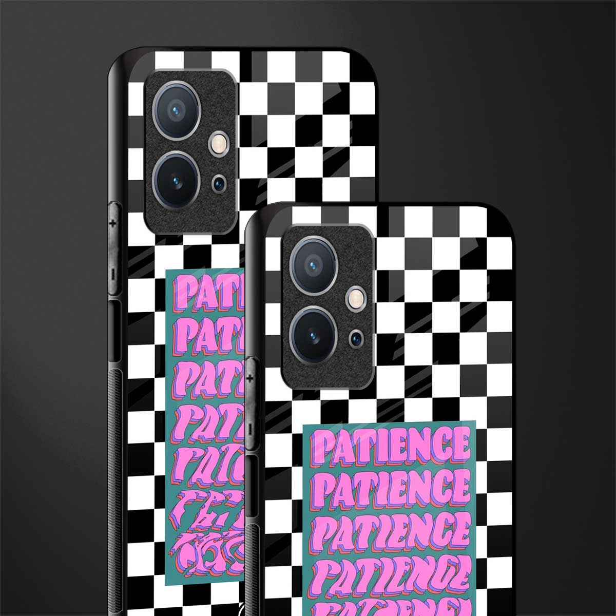 patience checkered glass case for vivo t1 5g image-2