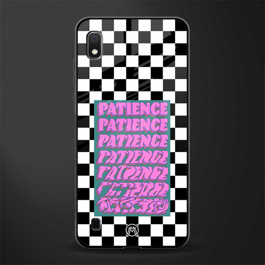 patience checkered glass case for samsung galaxy a10 image