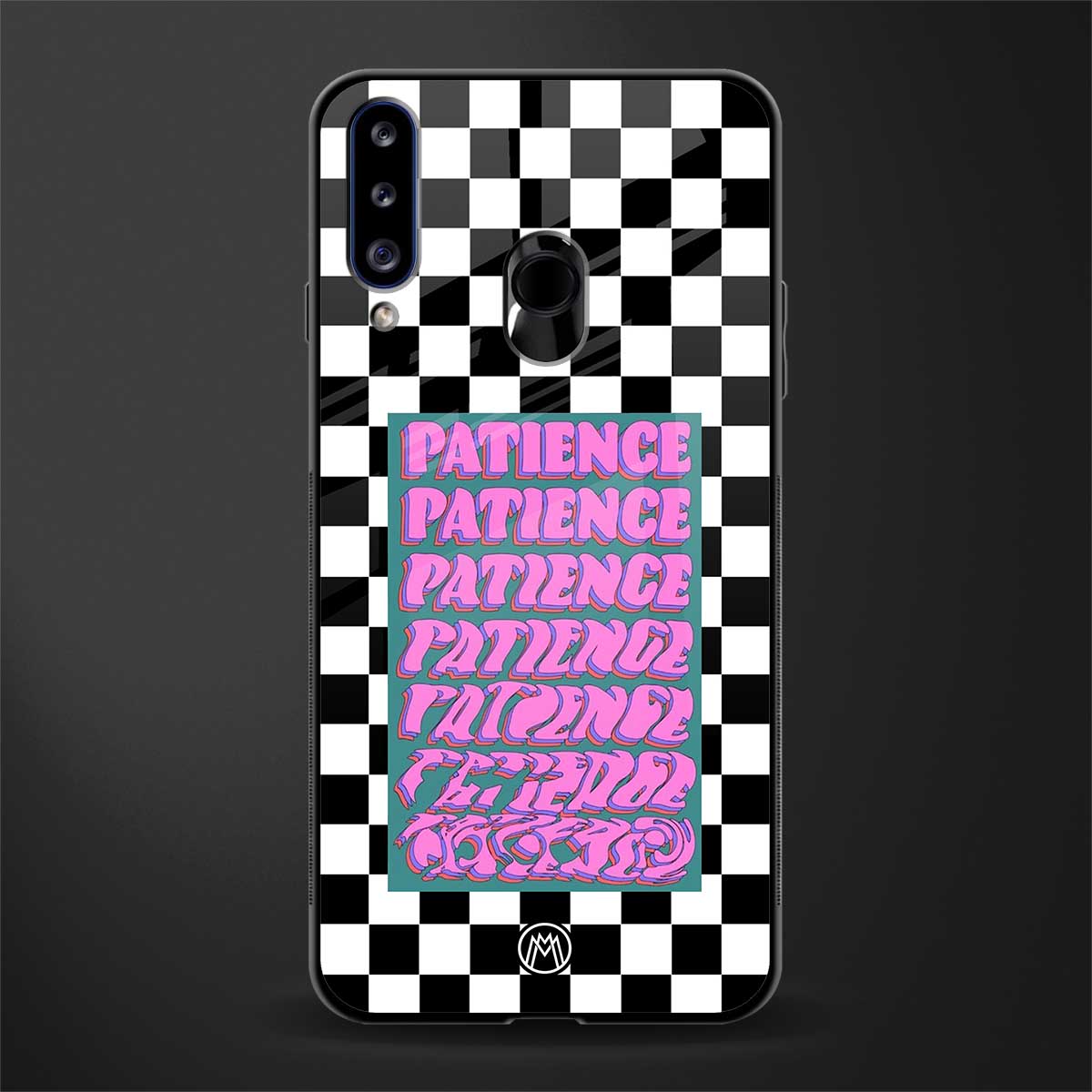 patience checkered glass case for samsung galaxy a20s image