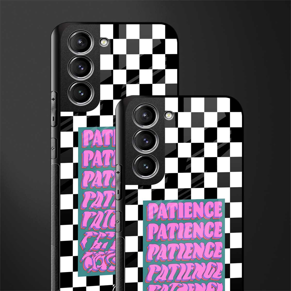 patience checkered glass case for samsung galaxy s22 plus 5g image-2