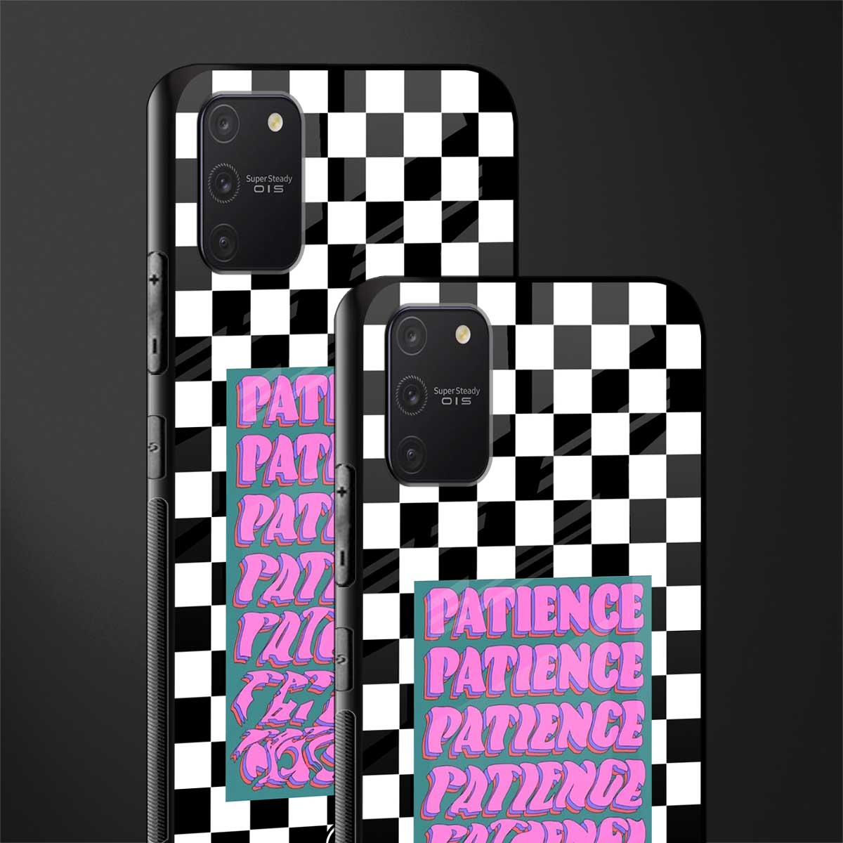 patience checkered glass case for samsung galaxy s10 lite image-2