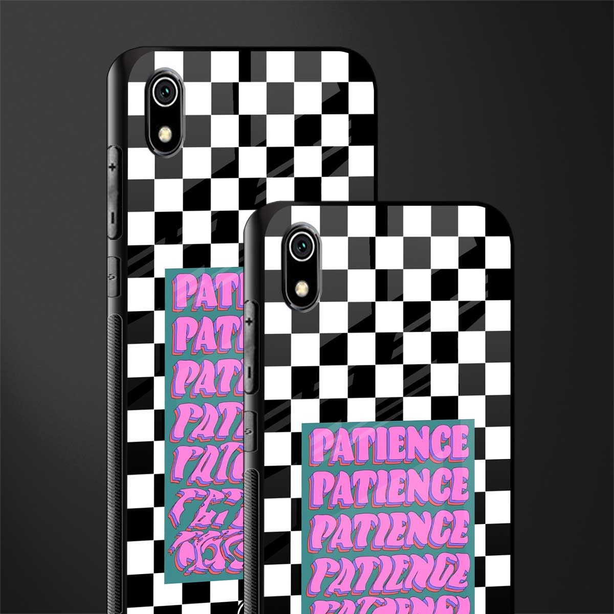 patience checkered glass case for redmi 7a image-2