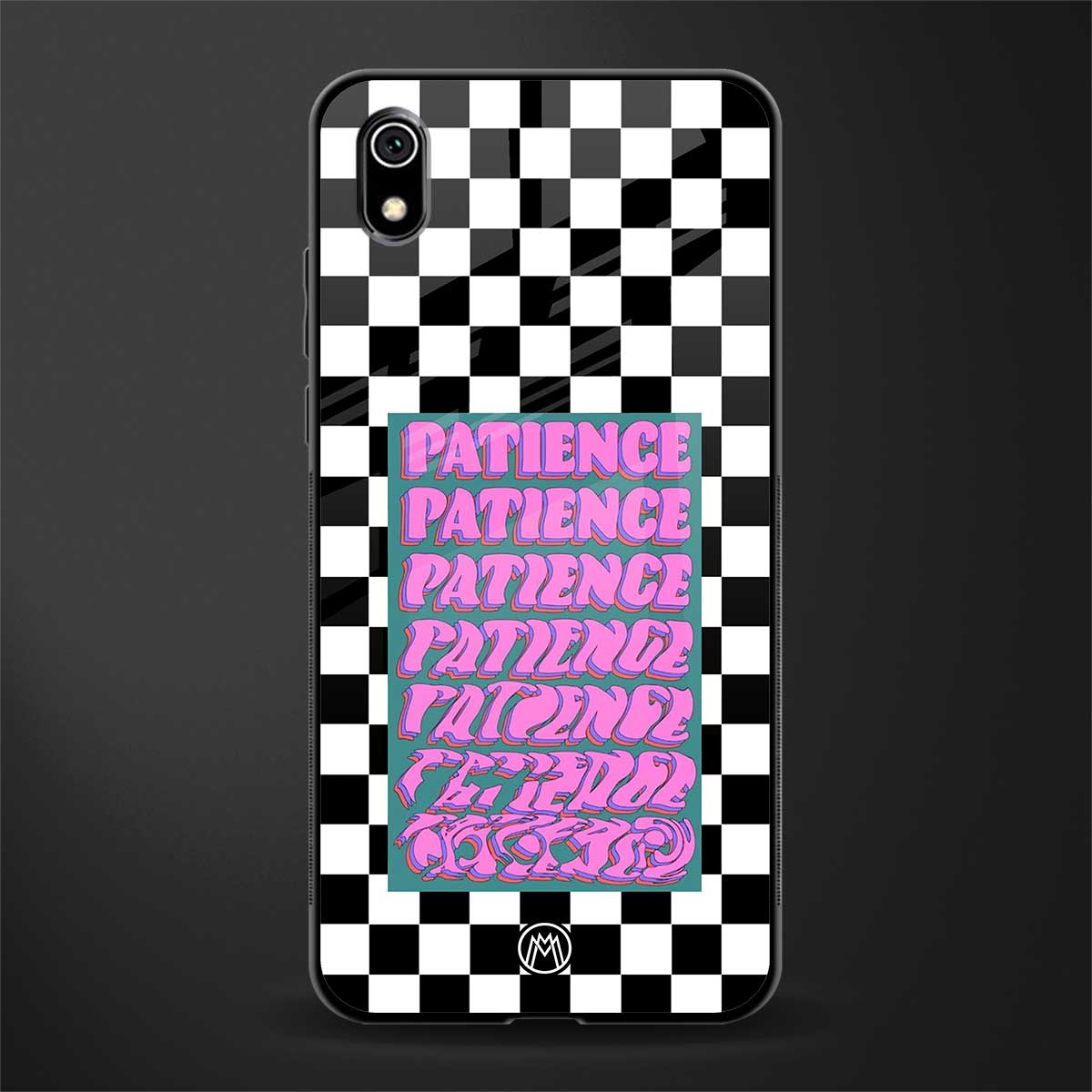 patience checkered glass case for redmi 7a image