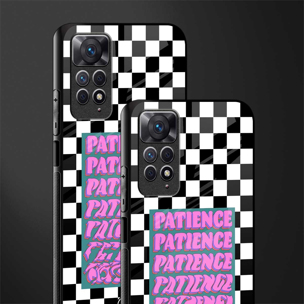 patience checkered glass case for redmi note 11 pro image-2